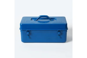 Metal Tool Box With a Galvanized Steel Exterior, Portable Carry Case for Camping, Multi Tiered Household Hardware Storage Box.