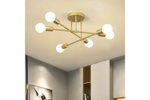 Decor Pendant Lighting Modern Round Multiple Rod Iron Led American Design Living Room Lamp Chandeliers Ceiling Pendant Lights