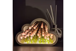 Diy Cloud Mirror Tulip Flowers LED Table Night Lamp Holiday Lighting with Shade Pictures