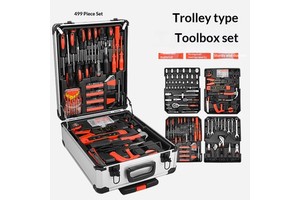 499PCS Heavy Duty Rolling Tool Box Aluminum Alloy Trolley Tool Case Auto Repair Mechanic Hand Tool Kit For Garage Workshop