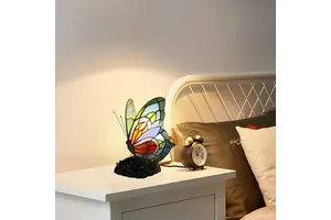 Beautiful Butterfly Lamp Tiffany Style Stained Glass Table Lamp Vintage Table Lamp Night Light, For Home Room Decor, Gift