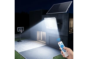 Commercial Grade Solar Powered Floodlight With Separate Panel 5m Cable Dusk to Dawn Auto On/Off Security Light for Garage