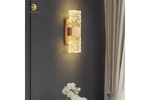 Light Luxury Gold Glass LED Wall Lamp Simple Design for Bedroom Bedside or Living Room