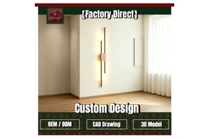 GOLDKING Bedroom Staircase Wall Beige Travertine Square Core Brass Rod Linear LED Sconce OEM ODM Factory Direct