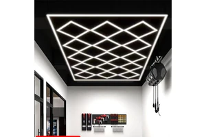 Garage Gym Ceiling Lights AC110V AC220V 792W Rhombic Grid Hexagon Detailing Workshop LED Lights Dimmable IP55