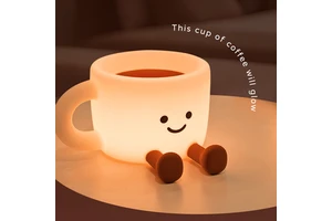 LED Rechargeable Silicone Night Light Cute Coffee Cup Mobile Phone Stand Desk Lamp with Dimmer for Bedroom Bedside