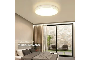 Simple Triple Proof Round Silver Rim Dish Plate Modern Minimalist Living Room Main Light Bedroom Balcony LED Ceiling Lamp