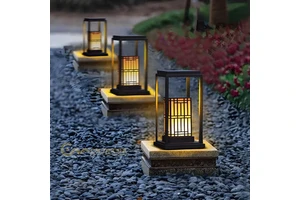 Japanese-Style Decorative LED Lamp with Vertical Stripe Pattern
