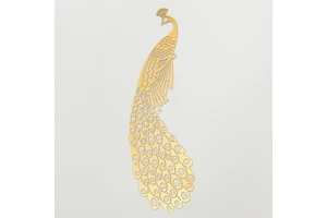 Custom Factory Etched Brass Peacock Flat Bookmark Clip
