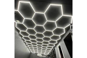Factory Sell Hexagonal Grid Garage Lamp Led Morden Ceiling for Auto Detailing Shop Garage Lights Led Working Garage Lights
