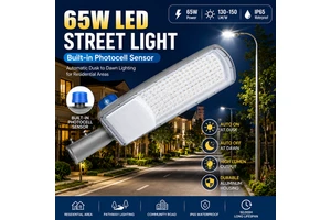 Photocell Aluminum 65 Watt LED Street Light Built-in Dusk To Dawn Sensor High Lumen Outdoor Pathway Residential Area