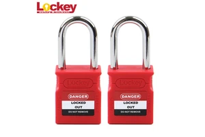Lock Electrical Isolation Durable 38mm Steel Shackle Industrial Loto Safety Padlock With Master Key Red Color