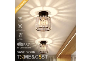 TOGETHER Led Ceiling Lights Crystal Lampshade Black Gold Living Room Bedroom Modern Round Square Decorative Ceiling Lamp E27