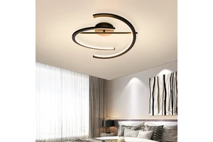 ETL Certification Simple Style Indoor Decorative Fixture Home Hotel Villa Black White Art Curve LED Ceiling Lamp