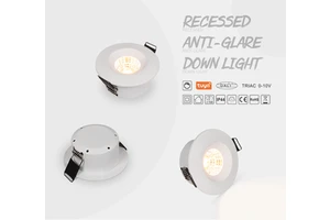 Low Profile Dimming Recessed Spotlight 3000K IP44 58mm Cutout COB LED Downlight