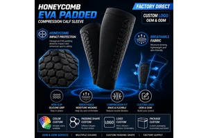 OEM Sports Honeycomb Padded Calf Sleeve Compression Leg Sleeve For Football Basketball Baseball