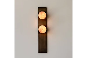 Wabi Sabi LED Wall Lamp Indoor Outdoor Corridor Hotel Lighting with Copper Body Travertine Scone for Bedroom Stairs Hallway Use