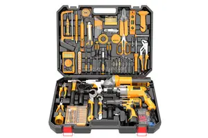 Wholesale Multifunctional Household Cordless Electric 46-Piece Stainless Steel Tool Set Hard Case Impact Drill Angle Grinder