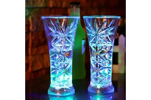Water Sensor Light Cup with Party Light Colorful Glitter Helicopter Beer Cup Night Market Color Changing Festival Cup