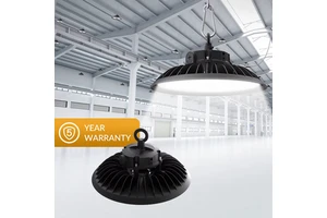 Certified, DLC Certified LED Round Highbay Light 100W-300W 5000K for Garage Warehouse Lighting 5-Year Warranty