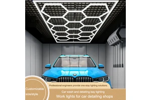 Wholesale Car Detailing Hexagon Auto Beauty Shop LED Ceiling Light Honeycomb Car Wash Garage High Lumen Work Light IP20 6000K
