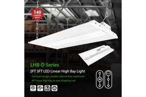 140 Lm/W 2FT 3FT LED Industrial Workshop Light Motion Sensor Linear High Bay Light for Warehouse Garage