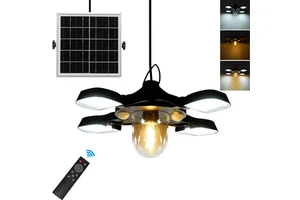 192LED 1000lm Solar Powered Barn Light Solar Shed Light for Indoor and Outdoor Dual Motion Sensor Solar Pendant Light for Gazebo