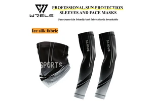 WRELS Arm Sleeves Breathable Sunscreen Arm Sleeves Outdoor Cycling Uv Arm Sleeves Ice Silk Compression Arm Sleeve Face Mask Set