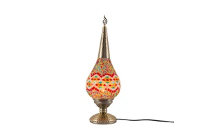Turkish Style Handmade Novelty Mosaic Colored Glass Electric Fluorescent Light Source Exquisite Bronze Hardware Table Lamp